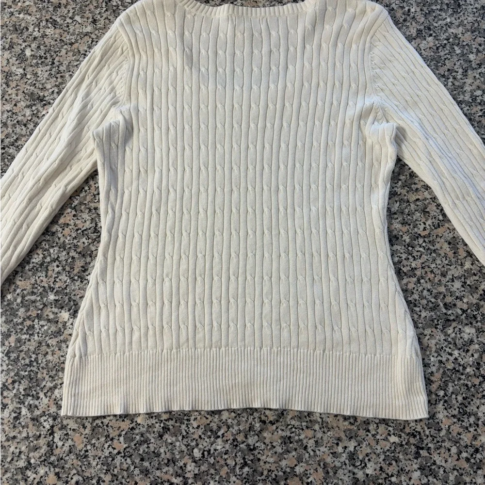 100% cotton white scoop neck sweater size small
